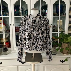 Free Press Clothing Leopard Print Crop Blouse Sz Medium